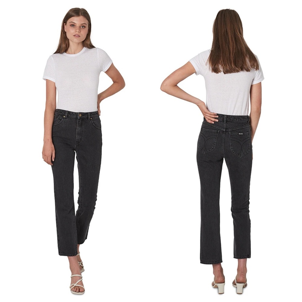 Rolla's Original Straight Jeans Belinda Black High Rise Denim Pants Wome…